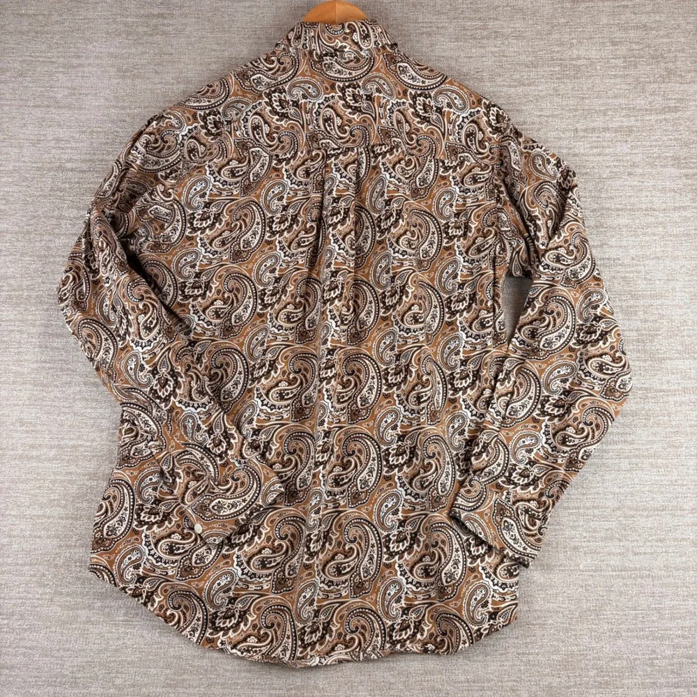 Cinch Paisley Button Down Shirt Mens XS Brown Long Sleeve EUC Western Cowboy